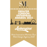Greater London Enterprise Awards 2021 Winner for Most Innovation Woman Run Web Design Agency bade